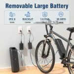 Jasion Electric Bike for Adults -750 W Peak Motor, 480 WH Removable Battery Bicycle with Twist Throttle, Dual Disc Brake, 7-Speed Ebike, Max 20 MPH, 5 PAS Levels, Front Suspension 27.5 Inch Tires - Image 5