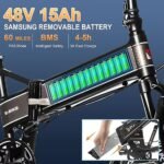 Snapcycle Eagle 750W Folding Electric Bike for Adults 28MPH 20'' Fat Tire Ebike 48V 15Ah Samsung Removable Battery,4A Fast Charger,Dual Suspension,Hydraulic Brake - Image 3