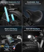 Electric Bike with 32Ah Battery 750W 28MPH Motor, 20 inch Fat Tire Folding Electric Bike, Urban City Commuter Ebikes for Adults Men Women, Electric Bicycle 7 Speed Gear - Image 4