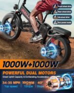 W Wallke Folding Electric Bike for Adults, 2000W Dual Motor, 48V 40Ah/60Ah Long Range Ebike, 20 inch Fat Tire Electric Bicycles for Delivery/Full Suspension/34MPH/AWD E-bike - Image 2