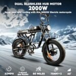 Updated 2000W Electric Bicycles for Adults with 20Ah 48VRemovable Battery 34MPH 50-80Miles Electric Mountain Bike with 7 Speed Hydraulic Disc Brake 20"×4.0 Fat Tire Ebike-Black - Image 2