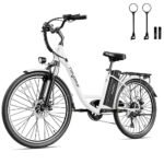 Heybike Cityscape Electric Bike 350W(Peak 500W) Electric City Cruiser Bicycle Up to 40 Miles 23MPH Removable Battery, 7-Speed and Dual Shock Absorber, 26" Electric Commuter Bike for Adults