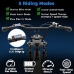 Electric Bike for Adults, 1000W Electric Bicycles, 48V/20Ah Removable Battery Electric Mountain Bike, UP to 31 MPH 70KM Long Range, 7 Speeds, 20"*4.0 Fat Tire Ebike - Image 5