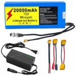 72V Ebike Battery 20Ah 72V Battery 72V Electric Bike Battery 72V Lithium Ion Battery with 3A Charger,XT60 Extension Cord, XT90 Connector, Anderson Connector for 200-3000W Electric Bicycles Motor