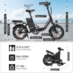 16" Folding Electric Bike Adults, Peak 630W Adult Electric Bicycles, Up to 25 MPH and 35 Miles Foldable Ebikes, Electric Bike for Teens with 36V 8Ah Removable Battery, Dual Disk Brake - Image 5