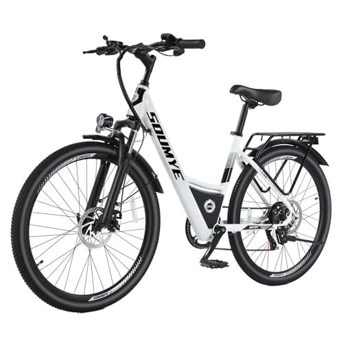 Version 1.0.0 Electric Mountain Bike for Adults 26" Step-Thru/Over Commuting Ebike for Men Women with Peak Power 540w, 360Wh Built-in Battery, LCD Display, 7 Gears & Front Shock Absorber - Image 1