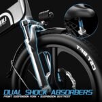 Auloor X6 Folding Electric Bike for Adults - 500W(Peak 750W) Motor, 48V 10.4Ah Battery, 21Mph Ebike, 20"x2.4" Fat Tires, Shock Absorber, Lightweight - Ideal for Commuting, Unisex E-Bike - Image 5