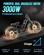 Romeo Pro Ⅱ 3000W Electric Bike for Adults, 52V 60AH Long Range Electric Bike 120+Miles, 46MPH Dual Motor Ebike, 26 * 4.0 Fat Tire Electric Mountain Bike Full Suspension, UL2849 Certified - Image 2