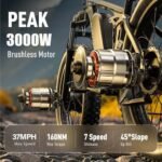 Electric Bike for Adults with 3000W Peak Dual Motors, 23AH 1196WH/1104WH Battery, 37MPH 26” Fat Tire, Full Suspension, Dual Hydraulic Disc Brake, E Bikes For Men, 90 Miles Long Range 45° Uphill - Image 2