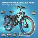 Electric Bike for Adults, 48V 23Ah Fat Tire Ebike Dual Motor AWD 2000W 35MPH Electric Bicycles 21-Speed with Ignition Lock Hydraulic Disc Brake - Image 2