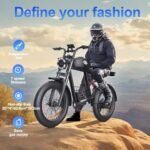 1500W Ebike 48v 20ah with Removable Battery 75Miles 32Mph Fast Electric Bike 20 Inch Fat Tire Electric Bike for Adults 2 Person Saddle Retro Motorcycle Design Bike Electric (Black) - Image 6