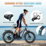 GESHENG 1125W Fat Tire Electric Bike,32MPH & 48V 20AH Long Range E Bike Adults,【 Upgrade Adjustable Stem】 26 X4.0 Snow Beach Mountain Electric Cruiser Bike, Larger Display, Class 3 Ebike - Image 4