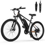 Racer Electric Bike for Adults - 21-Speed Mountain Lightweight Ebike with 500W Peak Brushless Motor, 375Wh Removable Battery, 26X2.1 Tire Step Over E Bikes Black with Guards