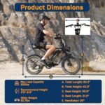 V60/V60 Pro Electric Bike, 48V 15.6/18.2Ah Removable Battery 20” Fat Tire Electric Bike, 1000/1500W Motor 30/33MPH Top Speed Electric Motorcycle, 7 Speed Dual Disc/Hydraulic Brake E Bikes - Image 5