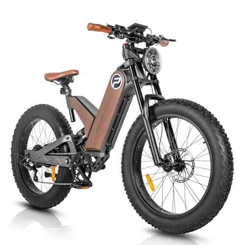 Version 1.0.0 JopaJoca P5 Electric Bike Upgraded Peak 1000W Motor Mountain ebike for Adults 48V 20Ah Removable Battery 24 * 4.0 Fat Tire 32MPH Full Suspension Adult Support up to 330lbs, Gray-Brown - Image 1