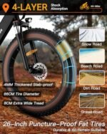 Electric Bike for Adults 1200W Peak Motor, 48V 720Wh Removable Battery, 65 Miles 28MPH Ebike Mountain, 26" Fat Tire Adult Electric Bicycles with Hydraulic Suspension,7 Speed Gears UL Commuter E Bike - Image 6