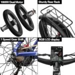 Electric Bike for Adults,1000/2000W Motor 35MPH,52V 20AH Battery,26" Fat Tire Ebike,Max 90 Miles E Bike for Men, Full Suspension,Hydraulic Brake 7-Speed Gears for Beach Mountain Electric Bike - Image 6