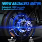 20" Fat Tire Electric Bike for Adults，1000W/1500W Brushless Motor,48V 15AH Removable Battery Ebike 30 Mph Speed,Beach Mountain Commuting Family Electric Bicycles-2 Seater - Image 2