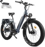 26" Fat Tire Electric Bike 48V 17.5Ah Battery, 750W Mountain Electric Bicycle City Urban Commuter E Bike for Adults Men Women Long Range 30MPH 7-Speed Gears Color Dispaly with 2 Seat