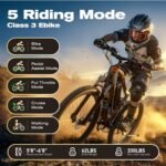 27.5" Electric Bike for Adults, Peak 1000W 32Mph Electric Mountain Bike with 17.5Ah 48V Battery, 70 Miles Electric Bicycle with 7 Speed Gears, Full Suspension System Ebike for Commuter - Image 5