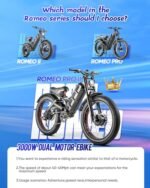 Romeo Pro II/Romeo Pro 3000W/1200W Electirc Bike for Adults 52/48V 60Ah 100-200 Miles Long Range Ebike, 26"*4.0 Fat Tire Electric Mountain Bike Full Suspension Electric Bicycle with APP Control - Image 2