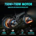 Electric Bike for Adults 20'' Fat Tire Electric Bike, AWD 2 * 750W Dual Motor e-Bike, 20Ah 960Wh Lithium Battery, Full Suspension, Electric Dirt Bike for Adults 30MPH Folding Electric Bike - Image 3