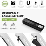 Asomtom Ebikes for Adults, 750W Electric Bike Adults BAFANG Motor 48V 15Ah Removable Battery Adult Bicycles,29MPH 35-60MI Mountain Bike,7-Speed E UL Certified, Silver-gray, 26'' - Image 3