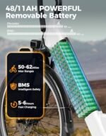 Jasion Roamer ST Electric Bike for Adults, 1200W Peak Motor Max 62miles & 28MPH City Cruiser Ebike,26'' Commuter Ebike, 528WH Removable Battery,7-Speed Electric Bicycles, Front Suspension Bicycles - Image 5