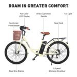 Viribus Electric Bike for Adults, Step Through Womens Electric Bikes, City Commuter Ebike 350W(Peak 500W) 7 Speed with 36V 13Ah Battery, Lightweight Aluminum Frame, Womens E Bike 26 inch - Image 6