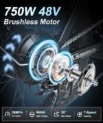 32Ah Electric Bike with 750W 28MPH Motor 20 inch Fat Tire Folding Electric Bike Urban City Commuter Ebikes for Adults Men Women with Baskets - Image 3