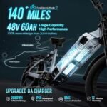 eAhora Juliet [2024 Upgraded] 60Ah Peak 1200W Electric Bike 31Mph 200 Miles Long Range Ebike 20 * 4.0 Fat Tire Electric Bike Full Suspension Adult Electric Bicycles 4-Position Hydraulic Brakes - Image 3