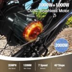 2000W Electirc Bike for Adults Dual Motor Mountain Bike Full Suspension 35MPH 48V 23AH Battery,90 Miles Ebike,Beach Mountain Snow Adult Electric Bicycles E-Bike UL Certified - Image 3