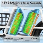 Electric Bike for Adults,1000W 450lbs Capacity Cargo Ebike, 48V 17.5Ah/35Ah Single/Dual Battery, 20"×3.0" Fat Tire 32MPH Electric Bicycle with Basket and Rear Rack for Carrying Passenger - Image 3