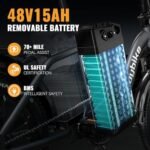 Auloor Foldable Electric Bike for Adults, Peak 1000W Brushless Motor 30MPH 70Miles City Commuter Ebike, 48V 15Ah Lithium Battery, 20" Fat Tire 7-Speed Mountain E-Bicycle Front Suspension LCD Display… - Image 2