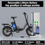 16" Folding Electric Bike Adults, Peak 630W Adult Electric Bicycles, Up to 25 MPH and 35 Miles Foldable Ebikes, Electric Bike for Teens with 36V 8Ah Removable Battery, Dual Disk Brake - Image 3