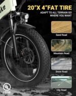 Folding Electric Bike 20" x 4.0 Fat Tire Electric Bicycle,48V Lithium Removable Battery,Peak 720W Folding Ebike for Adult,5 Pedal-Assist Levels& Large LCD Display,Step Through ebike for Adult - Image 5