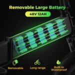 F3 Electric Bike for Adults with 1500W Motor Peak,48V 624Wh Removable Battery Max 74 Miles 28MPH,20" x 3.0 Fat Tire Folding Electric Bike with 7-Speed and Full Suspension. - Image 4