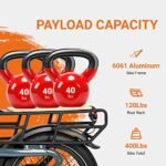 KBO Ranger Electric Bike 750W Cargo Ebike 48V 17.5Ah/840Wh Removable Battery 60Mi+ Range 400LBS Payload Capacity 20"x3" Fat Tire ebike 25mph 86Nm 7-Speed Cargo Bicycle 0-5 Level Pedal Assist - Image 5