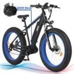 ZNH Electric Bike for Adults, 500W/750W Mid Drive Motor Ebike Full Suspension 20"/26'' Fat Tire Electric Mountain Bike 36V/48V 13Ah Removable Battery, Snow Beach Hunting E Bike Shimano 7-Speed