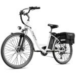 Heybike Cityscape Electric Bike 350W(Peak 500W) Electric City Cruiser Bicycle Up to 40 Miles 23MPH Removable Battery, 7-Speed and Dual Shock Absorber, 26" Electric Commuter Bike for Adults