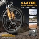 Folding Electric Bike for Adults, 750W Motor(1000W Peak),30MPH, 60Mile,48V 12.8AH/15AH/20AH Battery,20" Fat Tire Foldable Electric Bicycle,Commuter Beach Snow E-Bikes,7-Speed… - Image 4