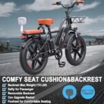 YVY Electric Bike for Adults with Rear Seat and Front Basket, 1000W 48V 15Ah - LCD Color Screen - F/R Disc Brake - Front Fork Shock Absorption - 20"x4.0"Fat Tire All Terrain Commuting E-Bike - 2 Seats - Image 5