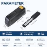 36V 48V 52V Ebike Battery, 15Ah 20Ah Electric Bike Lithium Battery Ebike Battery for 0-1200W Electric Bike with 3A Fast Charger and BMS, LED Battery Indicator, Safety Lock - Image 2