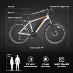 Jasion EB-X 26" Electric Bike for Adults, [Peak 850W Brushless Motor][21 Speed Gear] 25MPH 55 Miles Ebike, 450Wh Removable Battery Electric Mountain Bike, Commuting E Bike with Fork Suspension - Image 6