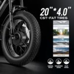 Terra II Peak 2000W Dual Motor Electric Bike for Adults, 7-Speed 33MPH 48V 20Ah E Bike, 20 * 4.0 Puncture Proof Fat Tires Hydraulic Brake Full Suspension Electric Bike, with UBS Wharging Port - Image 5