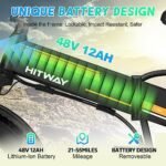 BK10M Folding All Terrain Electric Bike for Adults, 20 x 4 Inch Fat Tires, 750W Motor, 48V 12Ah Removable Battery, 22-55 Mile Range, 7 Speeds with Pump and Lock, Black - Image 3