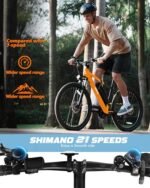 Racer Electric Bike for Adults - 21-Speed Mountain Lightweight Ebike with Peak 500W Brushless Motor, 375Wh Removable Battery, 26X2.1 Tire Step Over E-MTB, Up to 40 Miles - Image 3