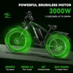 2000W Electric Bike with 20Ah/40Ah Removable Battery 26"×4“Fat Tire Ebike for Adults 35MPH 80/100Miles Electric Bicycles with Shi-Mano 21 Speed Lockable Front Suspension Hydraulic Disc Brake - Image 2