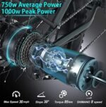 Electric Bike for Adults,1000W Ebike 48V 20Ah Removable Battery,up to 75 Miles,30MPH,26"X4"All terrain Fat Tire Road Beach Mountain Electric Bicycle with Hydraulic Disc Brakes,Adjustable Stem - Image 3