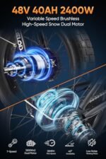 MEELOD Electric Bike for Adults 2400W Dual Brushless Motor Dual 48V 40AH Removable Battery Mountain Ebike, 48V LED Headlight, Color LCD Display, Dual Shock Absorber - Image 2